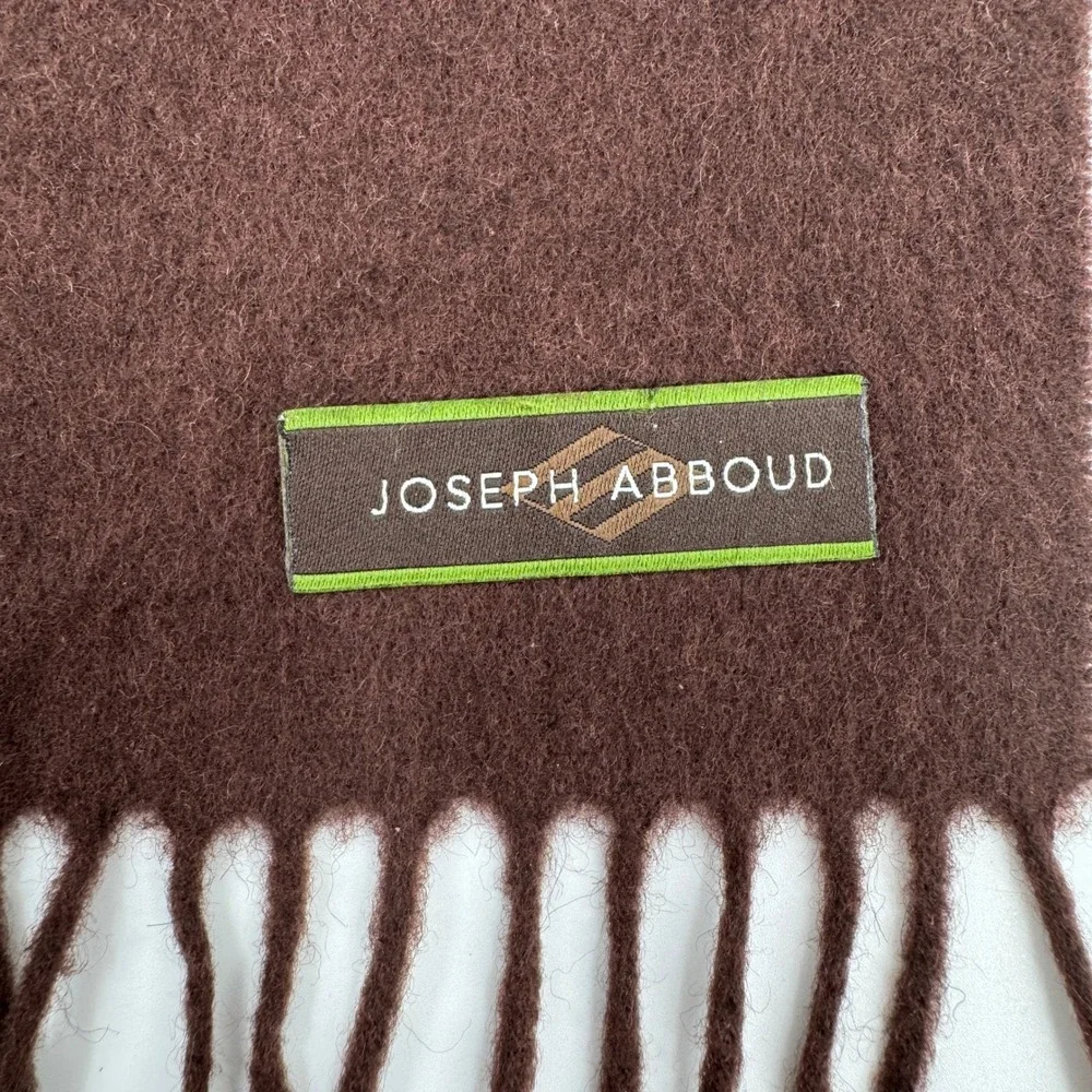 Joseph Abboud Scarf Mens OS Brown 100% Cashmere Made in Germany Fringe Trim